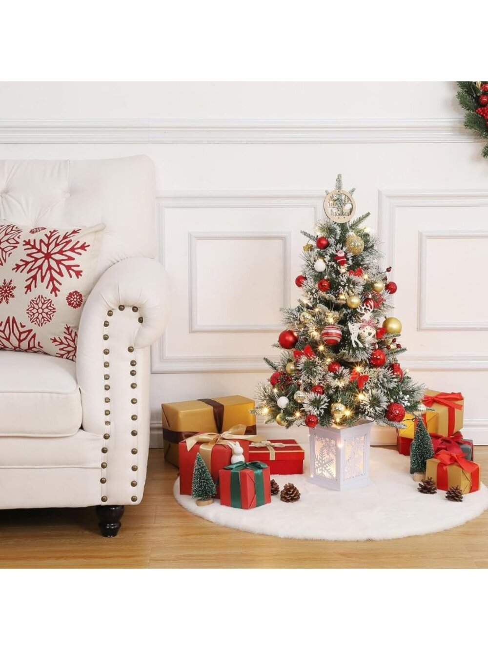 3FT Prelit Artificial Christmas Tree with Lights, 3 Foot Artificial Christmas